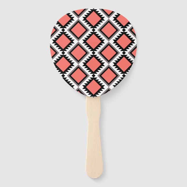 Aztec pattern hand fan (Front)