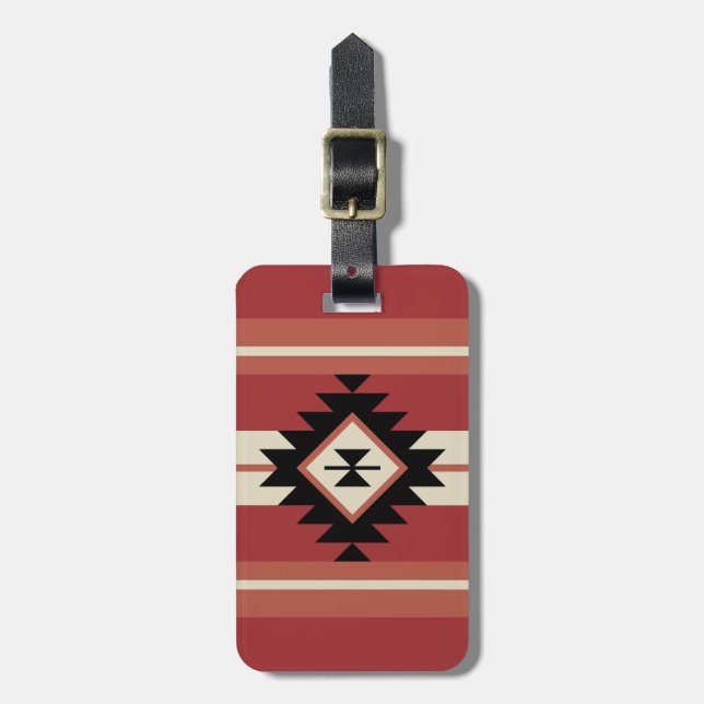 Aztec pattern luggage tag (Front Vertical)