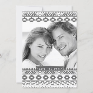 AZTEC PATTERN PHOTO SAVE THE DATE ANNOUNCEMENT