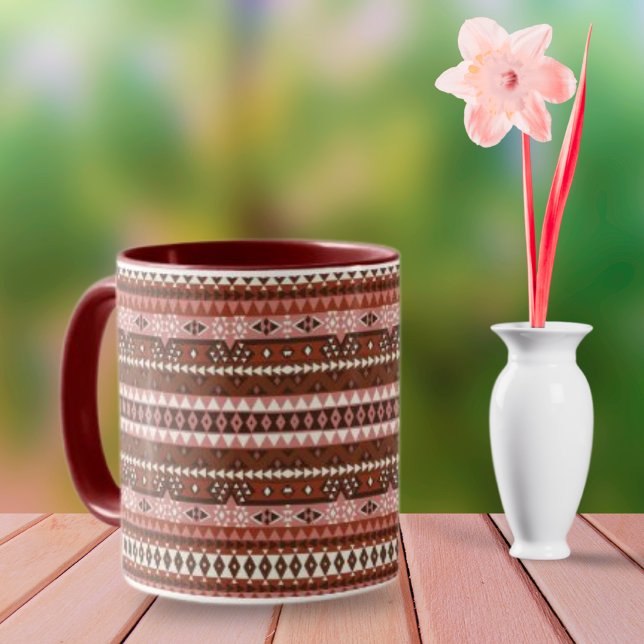 Aztec Pattern Pink and Brown Mug (Creator Uploaded)