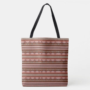 Aztec Pattern Pink and Brown Tote