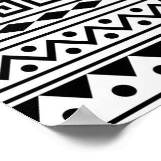 Aztec pattern Poster in black and white colour