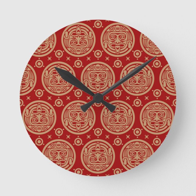 Aztec Pattern Round Clock (Front)