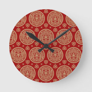 Aztec Pattern Round Clock