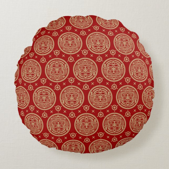 Aztec Pattern Round Cushion (Front)