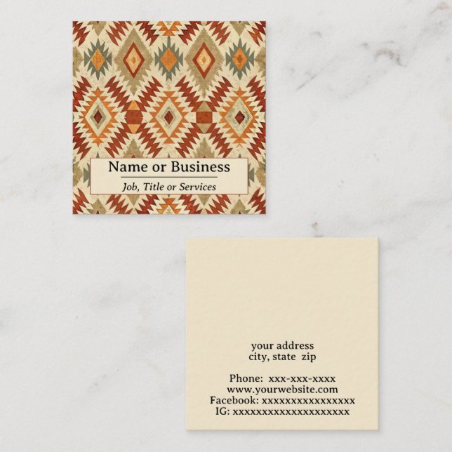 Aztec pattern square business card (Front/Back)