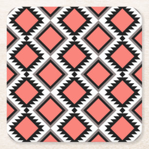 Aztec pattern square paper coaster
