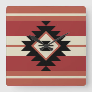 Aztec pattern square wall clock