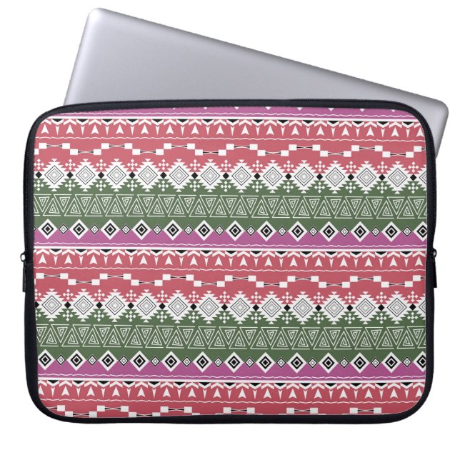 Aztec pattern, stripes . laptop sleeve (Front)