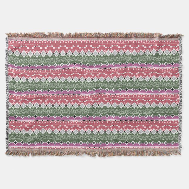 Aztec pattern, stripes . throw blanket (Front)