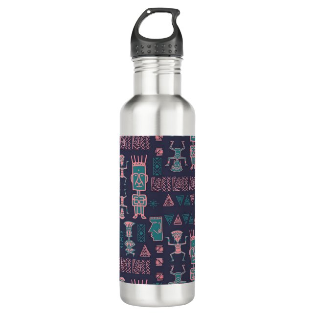 Aztec Pink and Aqua Indian Man    710 Ml Water Bottle (Front)
