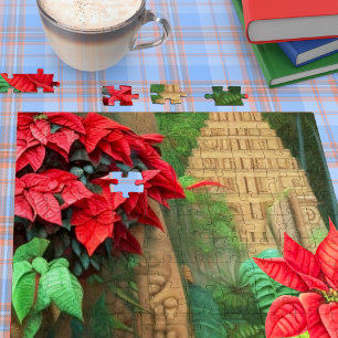 Aztec Poinsettias -1 Jigsaw Puzzle