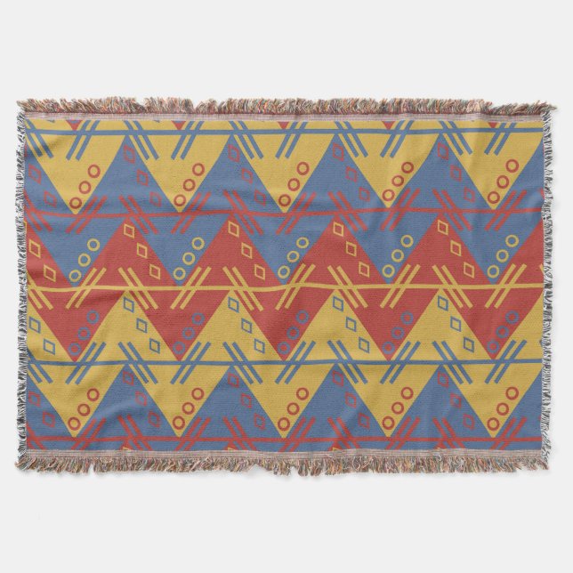 Aztec Print South American Inspired Throw Blanket (Front)