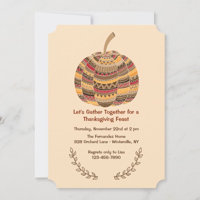 Aztec Pumpkin Invitation (Front)