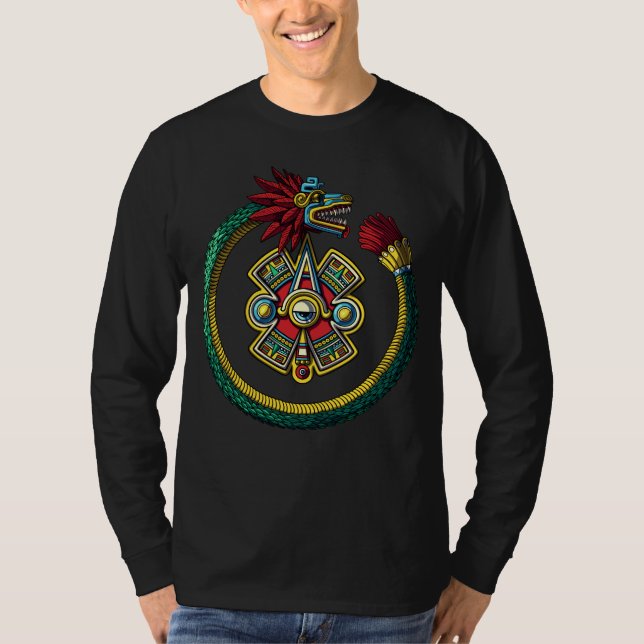 Aztec Quetzalcoatl Ouroboros T-Shirt (Front)