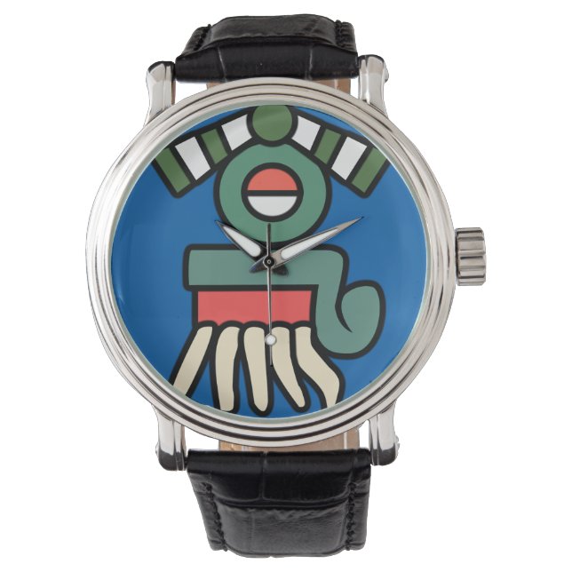Aztec Rain Sign (quiahuitl) Watch (Front)