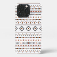Aztec Reds Greys White Mixed Motifs Pattern