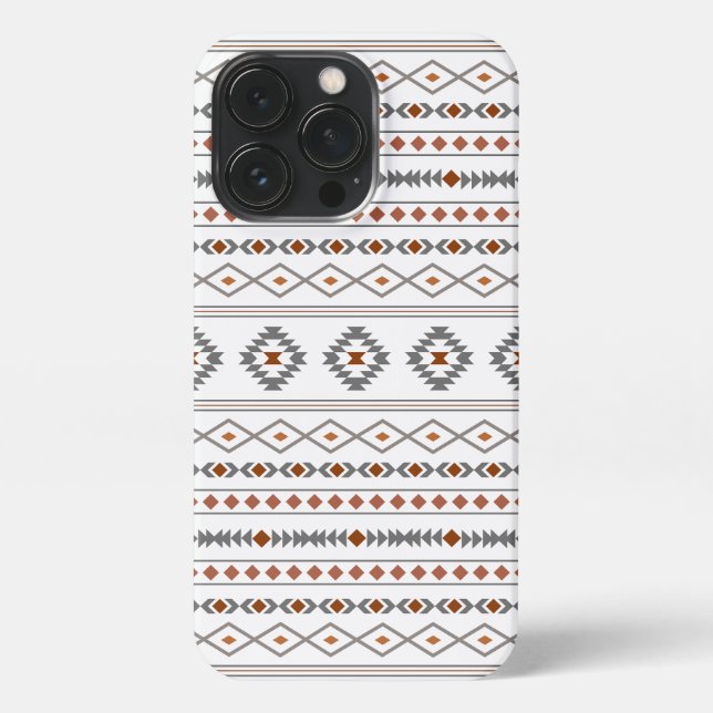 Aztec Reds Greys White Mixed Motifs Pattern iPhone Case (Back)