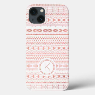 Aztec Rose Gold Geometric Monogram iPhone 13 Case