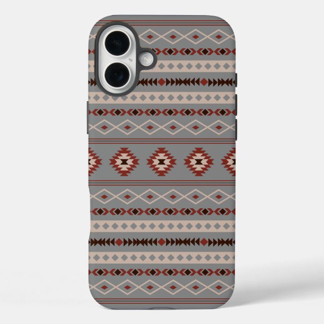 Aztec Rust Cream Brown Grey Mixed Motifs Pattern Case-Mate iPhone Case (Back)