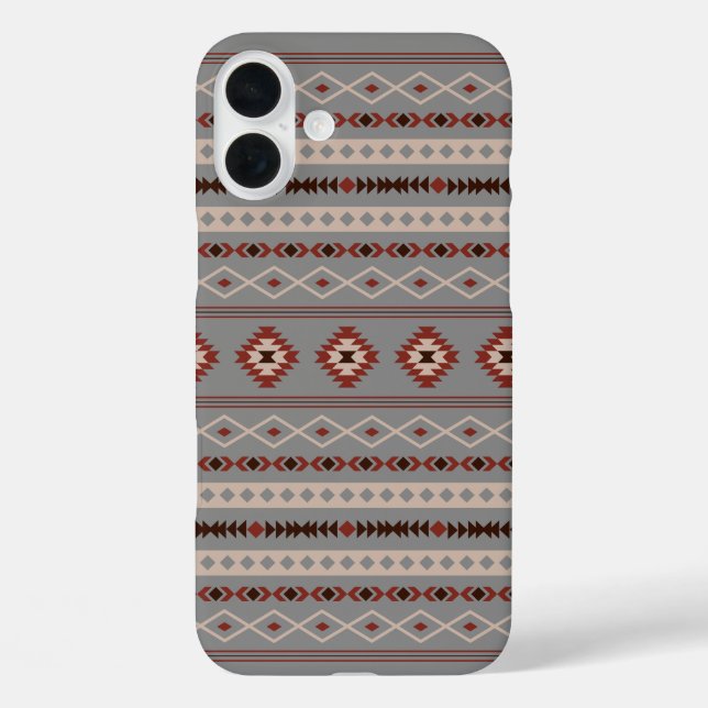Aztec Rust Cream Brown Grey Mixed Motifs Pattern Case-Mate iPhone Case (Back)