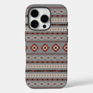 Aztec Rust Cream Brown Grey Mixed Motifs Pattern iPhone 16 Pro Case