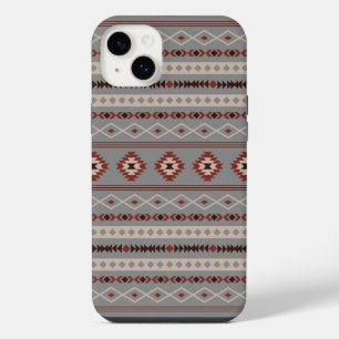 Aztec Rust Cream Brown Grey Mixed Motifs Pattern iPhone 14 Plus Case