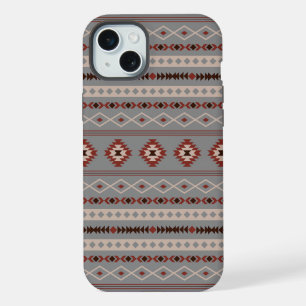 Aztec Rust Cream Brown Grey Mixed Motifs Pattern iPhone 15 Plus Case