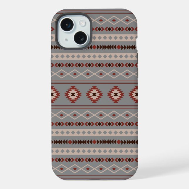 Aztec Rust Cream Brown Grey Mixed Motifs Pattern iPhone Case (Back)