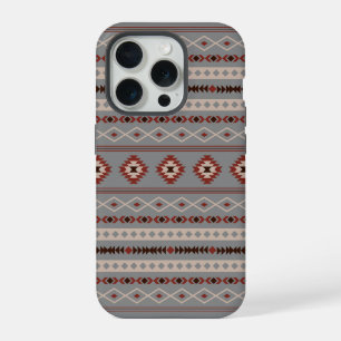 Aztec Rust Cream Brown Grey Mixed Motifs Pattern iPhone 15 Pro Case