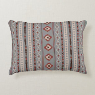 Aztec Rust Cream Brown Grey Mixed Motifs V Pattern Decorative Cushion