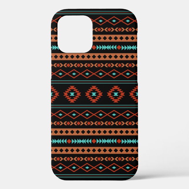 Aztec Rusts Teal Black Mixed Motifs Pattern Case-Mate iPhone Case (Back)