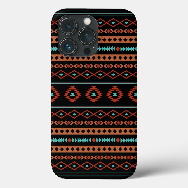 Aztec Rusts Teal Black Mixed Motifs Pattern Case-Mate iPhone Case (Back)