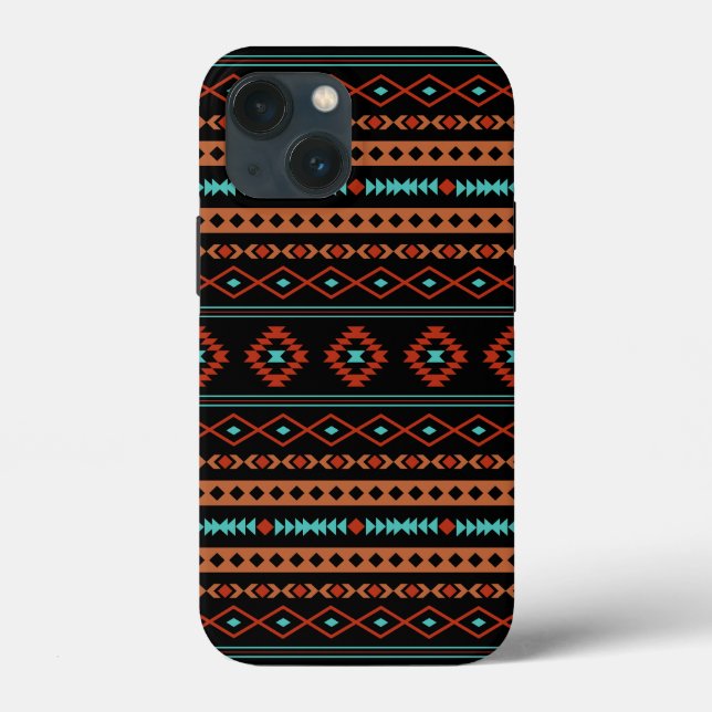 Aztec Rusts Teal Black Mixed Motifs Pattern Case-Mate iPhone Case (Back)