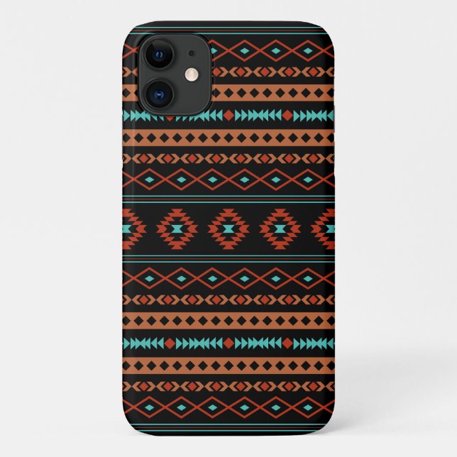 Aztec Rusts Teal Black Mixed Motifs Pattern Case-Mate iPhone Case (Back)