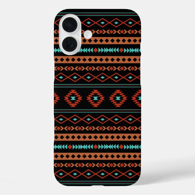 Aztec Rusts Teal Black Mixed Motifs Pattern Case-Mate iPhone Case (Back)