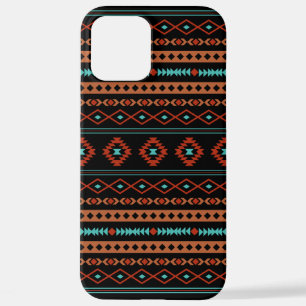Aztec Rusts Teal Black Mixed Motifs Pattern iPhone 12 Pro Max Case