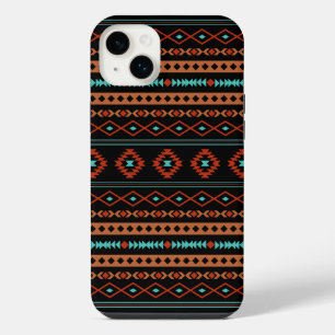 Aztec Rusts Teal Black Mixed Motifs Pattern iPhone 14 Plus Case