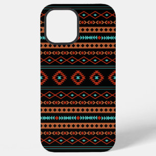 Aztec Rusts Teal Black Mixed Motifs Pattern iPhone 12 Pro Max Case