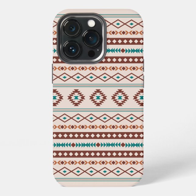 Aztec Rusts Teal Cream Mixed Motifs Pattern iPhone Case (Back)