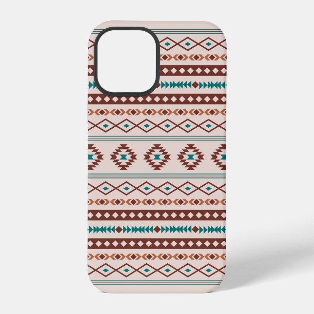 Aztec Rusts Teal Cream Mixed Motifs Pattern iPhone Case (Back)