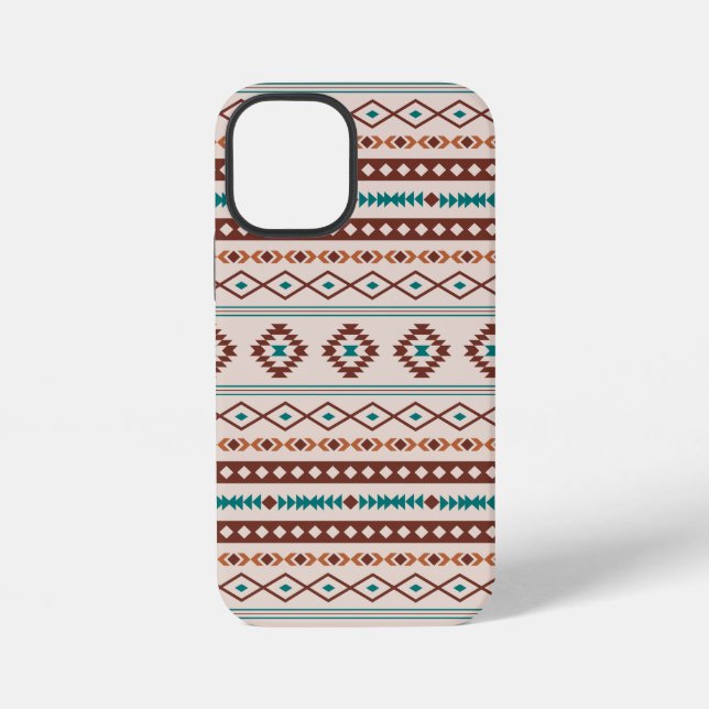 Aztec Rusts Teal Cream Mixed Motifs Pattern iPhone Case (Back)
