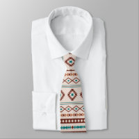 Aztec Rusts Teal Cream Mixed Motifs Pattern