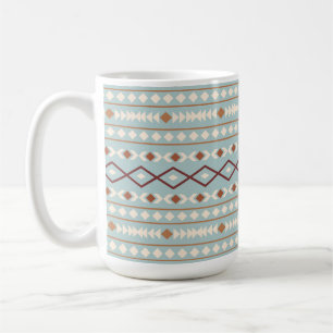 Aztec Shapes Big Pattern Rusts Cream Teal-Blue Coffee Mug