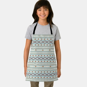 Aztec Shapes Lg Pattern Rusts Cream Teal-Blue Apron