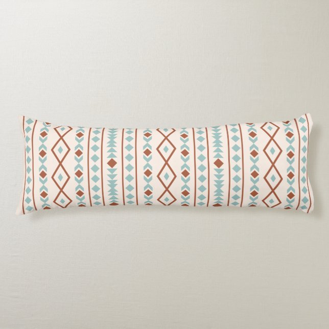 Aztec Shapes Lg V Pattern Rust Teal Cream Body Cushion (Front)
