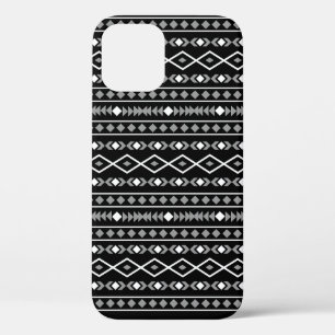 Aztec Shapes Pattern Grey White Black iPhone 12 Pro Case