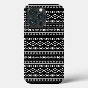 Aztec Shapes Pattern Grey White Black iPhone 13 Pro Case