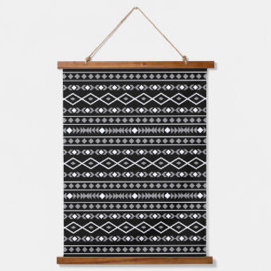 Aztec Shapes Pattern Grey White Black Hanging Tapestry