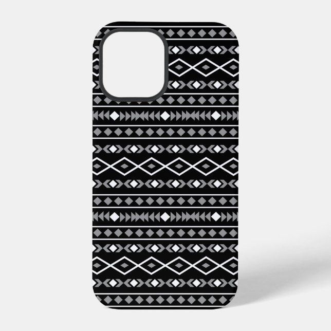 Aztec Shapes Pattern Grey White Black iPhone Case (Back)